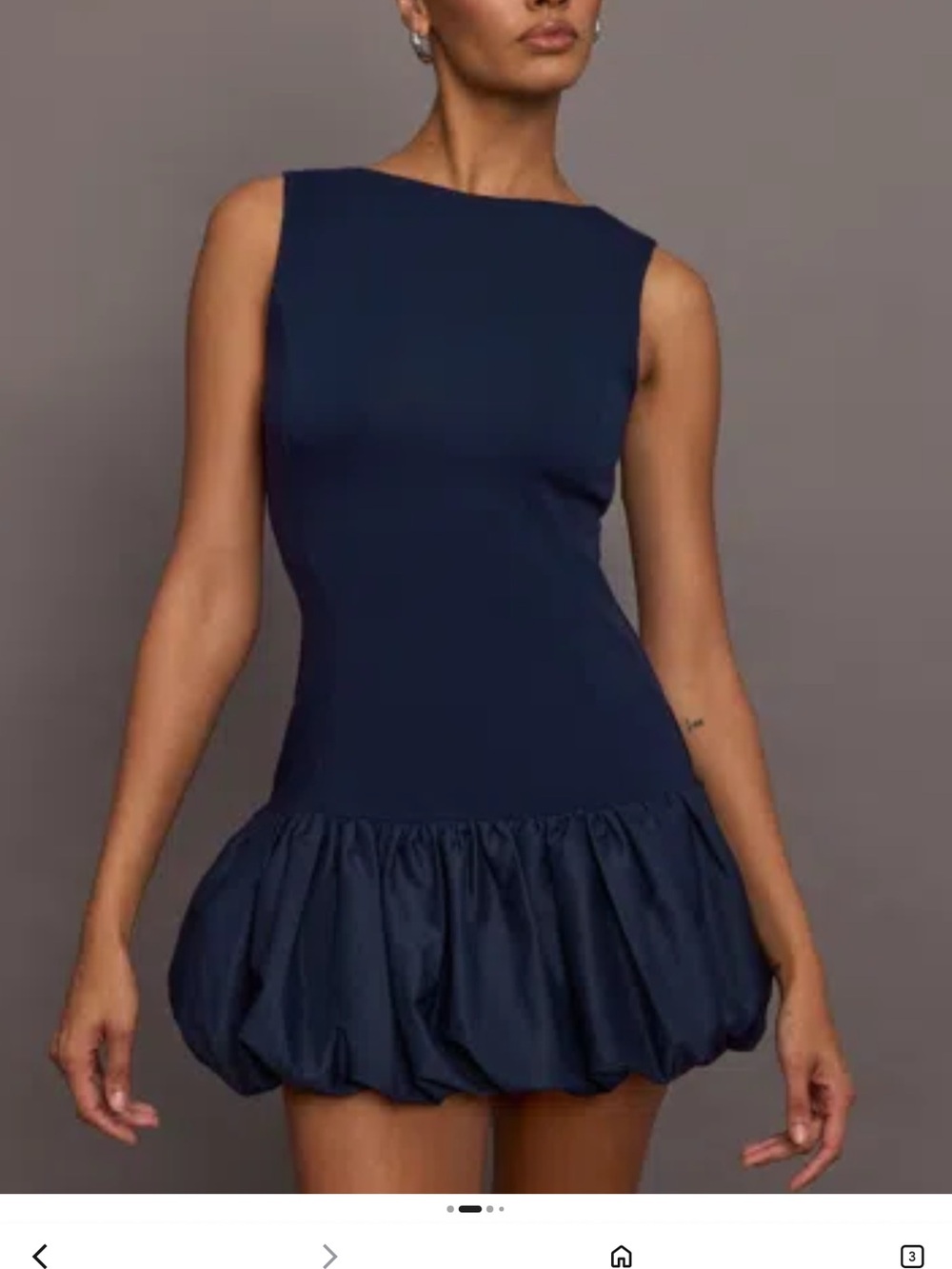 CARBON38 Sleeveless Navy Bubble-Hem Mini Dress